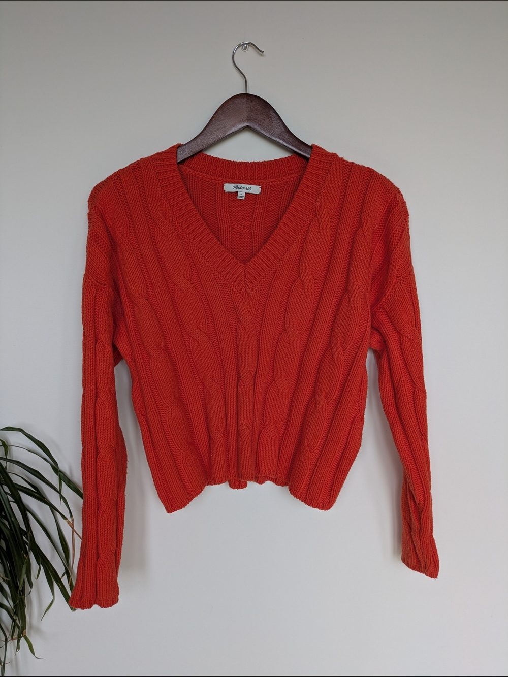 Madewell Cable-Knit V-Neck Sweater - Size Small